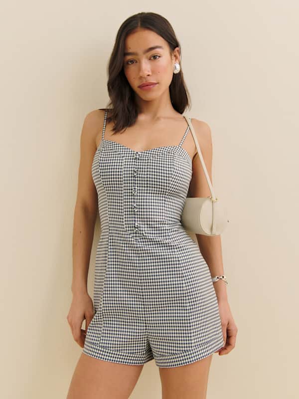 Blanca Romper - Slate Check
